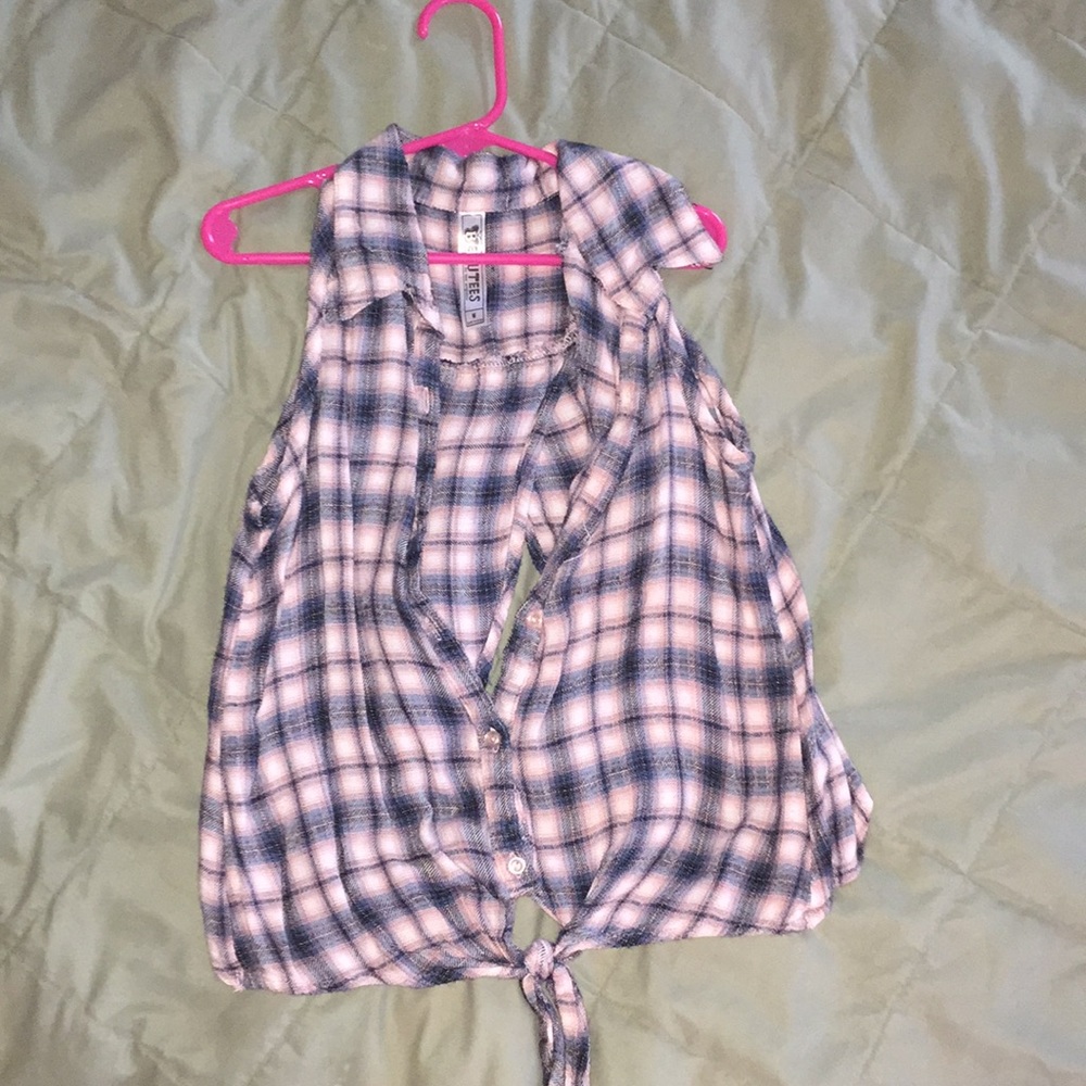 Girls Button/Tie Vest with open back